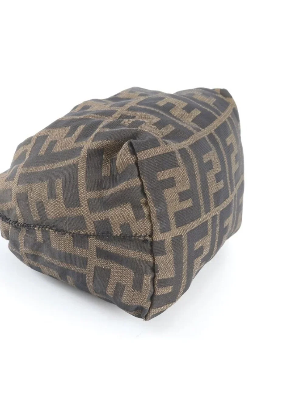 Fendi Zucca Pouch Leather Canvas Handbag